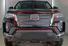 Зимняя заглушка радиатора на стяжке верх (7 частей) для Toyota Fortuner II Рестайлинг