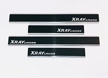 Накладки на пороги нержавеющая сталь под карбон 4шт. для LADA (ВАЗ) XRAY I