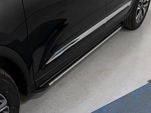 Пороги алюминиевые "Slim Line Silver" 1780 мм для Chery Tiggo 8 I Рестайлинг