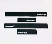 Накладки на пороги нержавеющая сталь под карбон 4шт. для Mazda 6 III (GJ) Рестайлинг 2