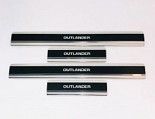 Накладки на пороги нержавеющая сталь под карбон 4шт. для Mitsubishi Outlander III Рестайлинг 2