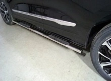 Пороги овальные с накладкой 75х42 мм для Haval Jolion I