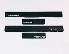 Накладки на пороги нержавеющая сталь под карбон 4шт. для Nissan Terrano III (D10)