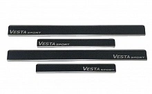 Накладки на пороги нержавеющая сталь под карбон 4шт. для LADA (ВАЗ) Vesta I