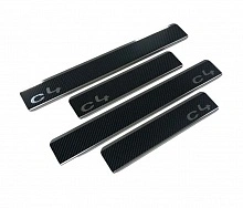 Накладки на пороги нержавеющая сталь под карбон 4шт. для Citroen C4 II