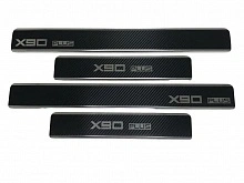 Накладки на пороги нержавеющая сталь под карбон 4шт. для Jetour X90 PLUS