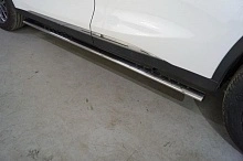 Пороги овальные с проступью 75х42 мм для Geely Tugella I Рест