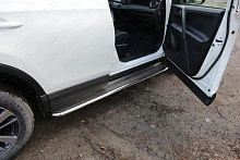 Пороги с площадкой (нерж. лист) 42,4 мм для Toyota RAV4 IV (XA40) Рестайлинг