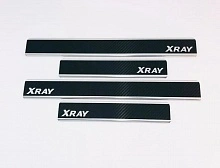 Накладки на пороги нержавеющая сталь под карбон 4шт. для LADA (ВАЗ) XRAY I