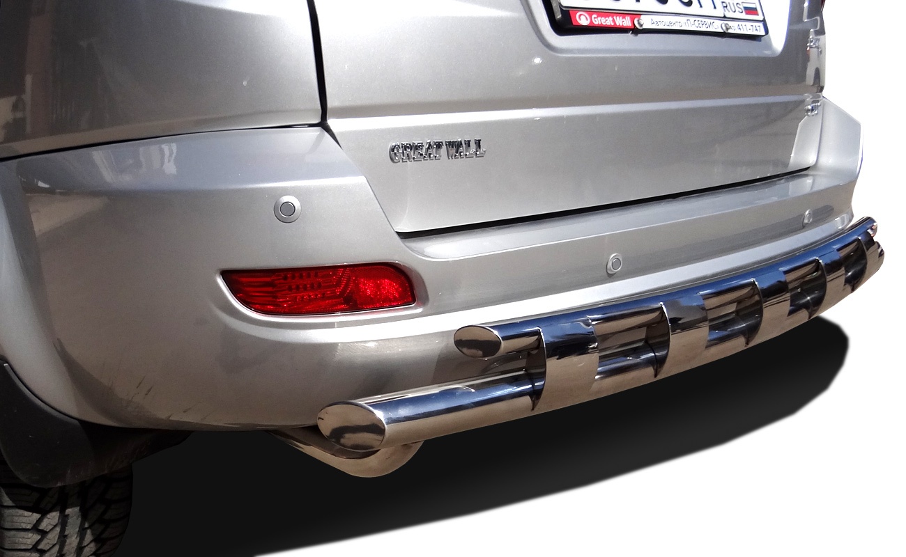 Защита заднего бампера двойная с перемычками d60/42 мм для Haval H5 I