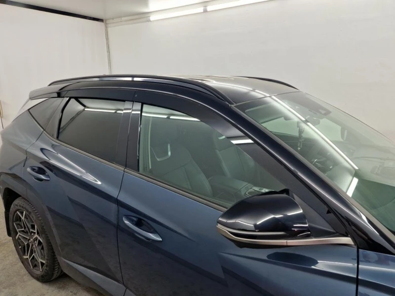Дефлекторы окон 2D 6 шт. (под наклоном) (короткая база) для Hyundai Tucson IV Черный Стрелка 11 2D379-6.S11