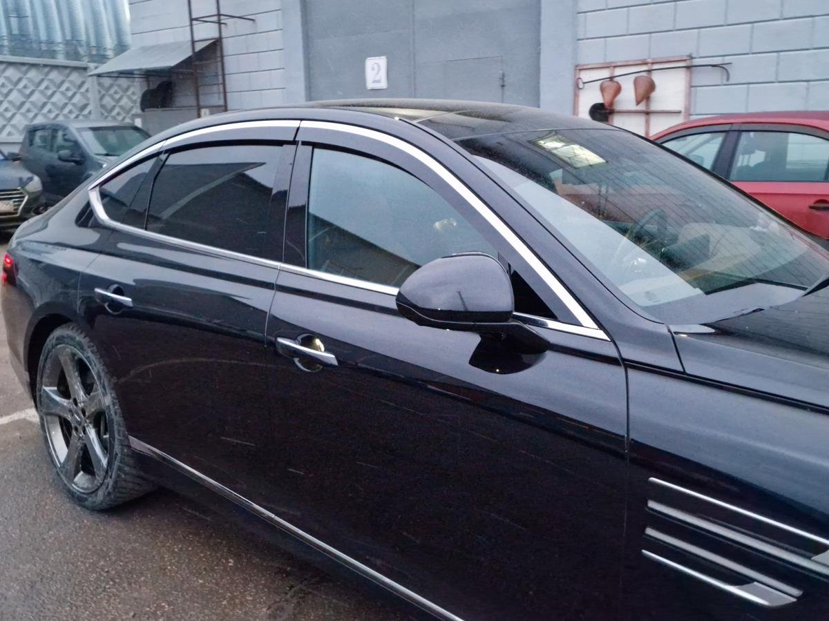 Дефлекторы окон 2D с хром накладками 6 шт. для Genesis G80 II