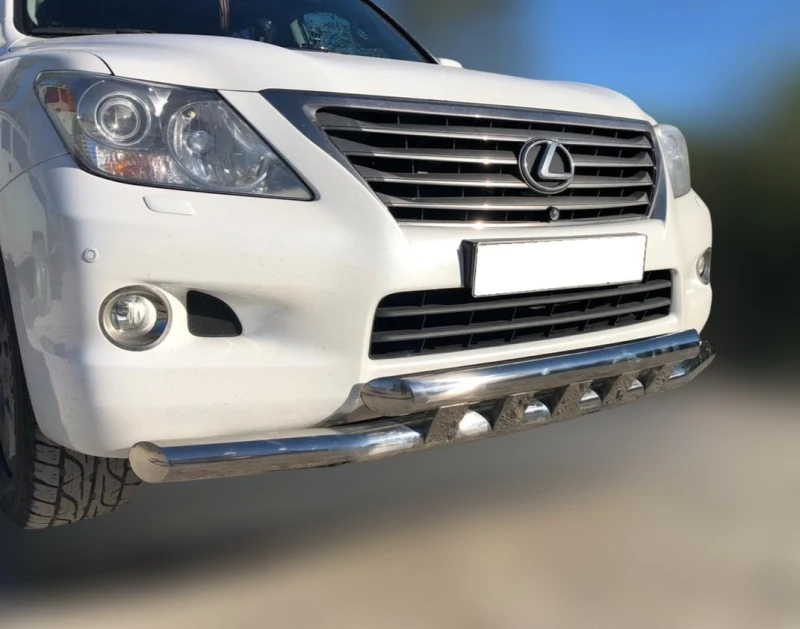 Защита переднего бампера двойная с перемычками d76/76 мм для Lexus LX III  Юко LLX.570.07.75
