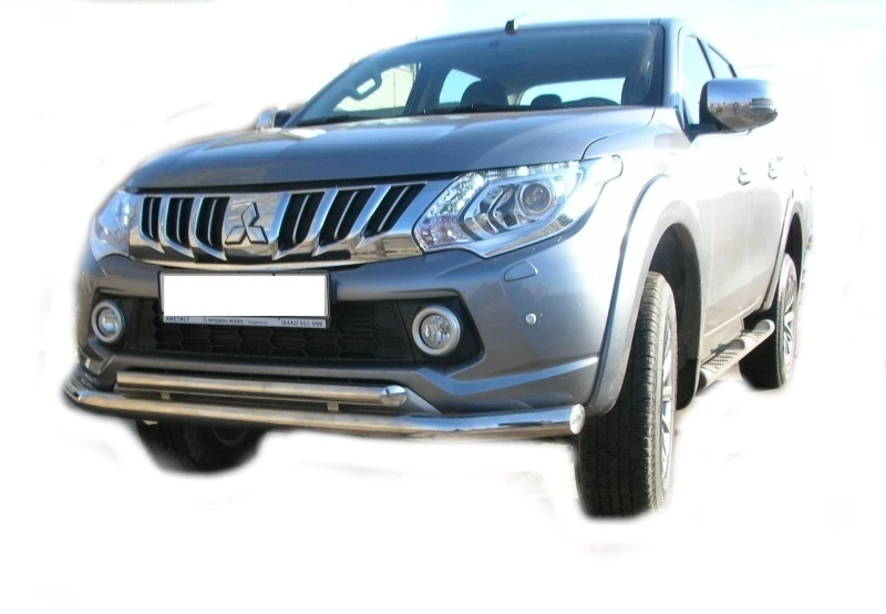 Защита переднего бампера двойная d76/60 мм для Mitsubishi L200 V  Юко MSL200.15.03