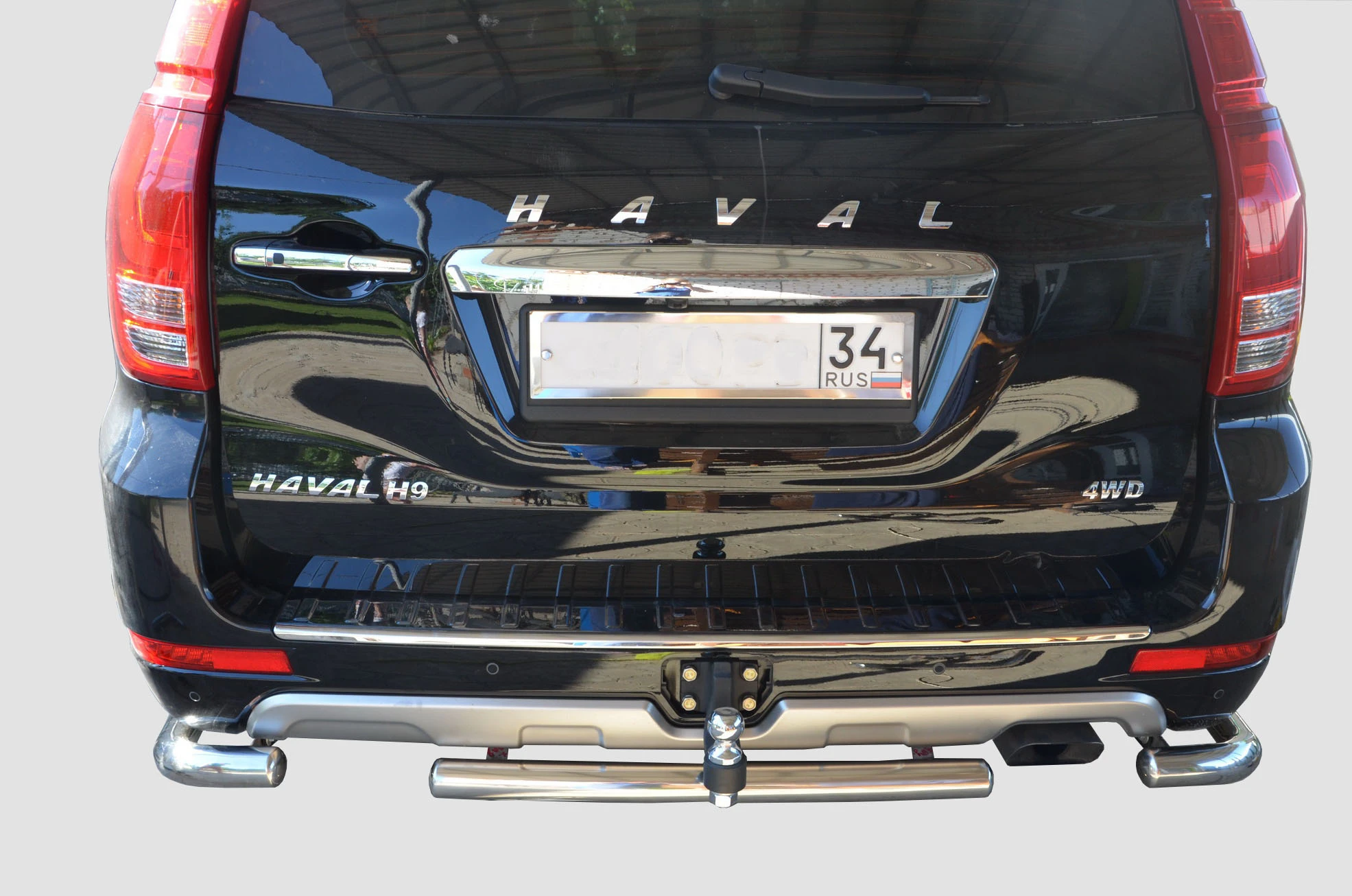 Защита заднего бампера+угловая защита d60 мм для Haval H9 I  Юко GWH9.17.22