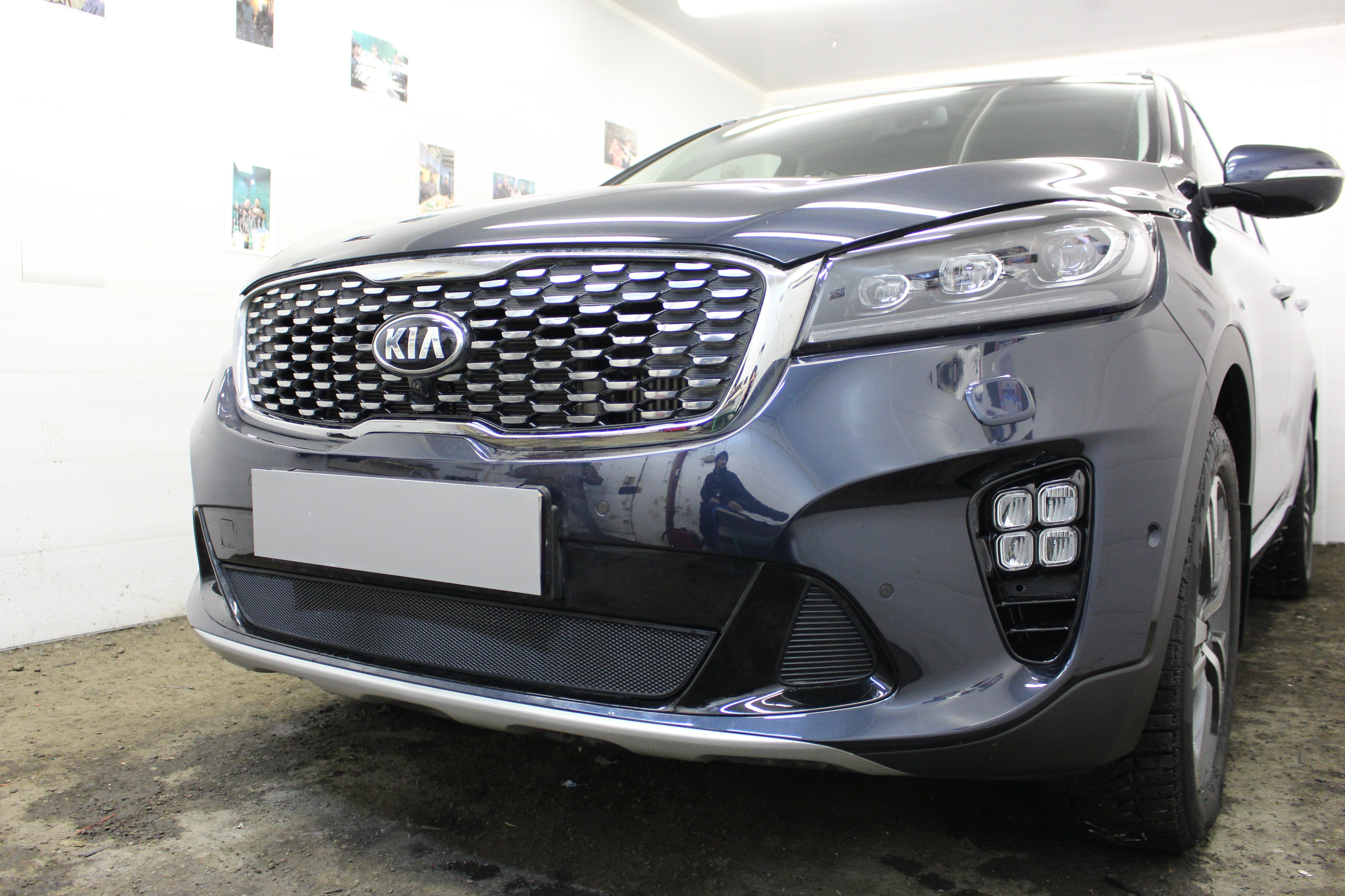 Защитная сетка радиатора, с датчиком АСС для Kia Sorento III Prime Рестайлинг