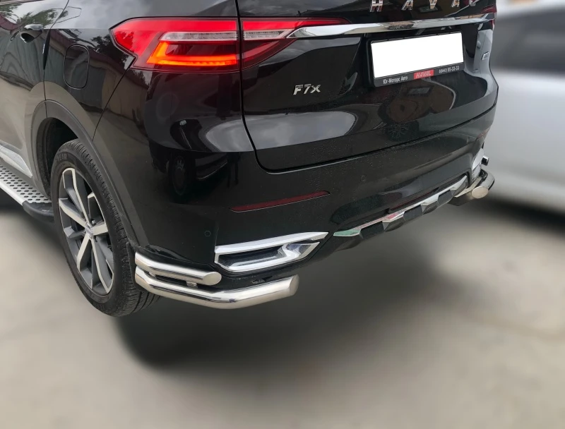 Защита заднего бампера угловая двойная d60/42 мм для Haval F7x I  Юко GWF7X.19.19