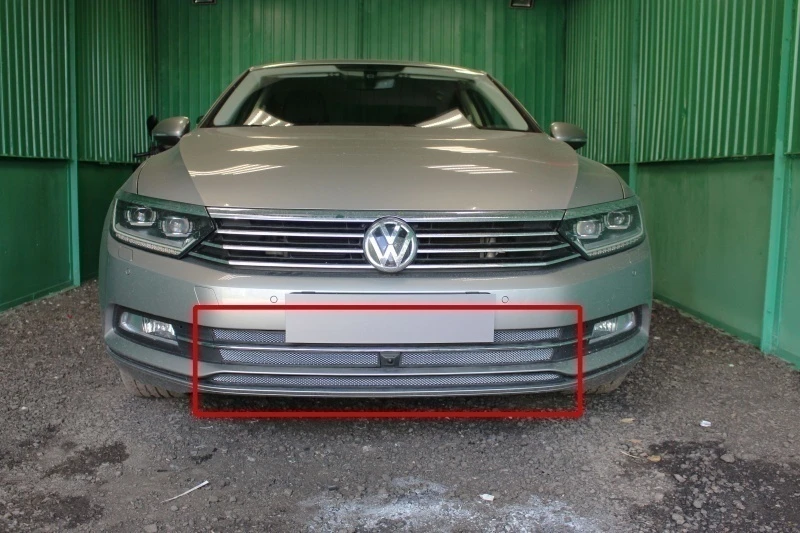 Защитная сетка радиатора 3 части с фронтальной камерой для Volkswagen Passat B8 Хром Стрелка 11 WVB8.cam.chrome