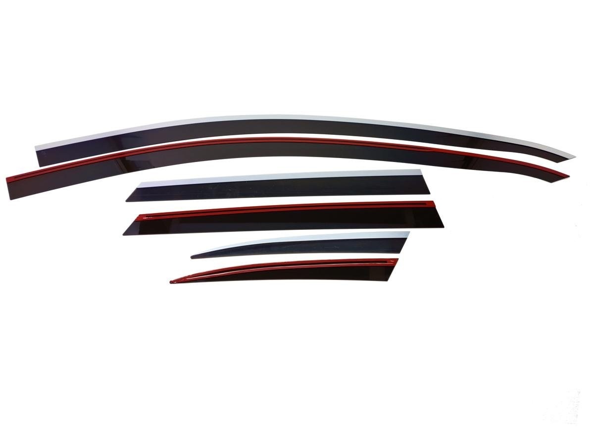 Дефлекторы окон с хром накладками 2D 6 шт (для кузова универсал) для Kia Ceed III