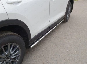Пороги овальные с проступью 75х42 мм для Mazda CX-5 II  ТСС MAZCX517-26