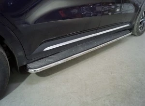 Пороги с площадкой (нерж. лист) 42,4 мм для Kia Carnival IV