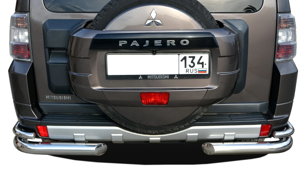Защита заднего бампера двойная угловая d76/42 мм для Mitsubishi Pajero IV Рестайлинг 2  Юко MSP4.06.20