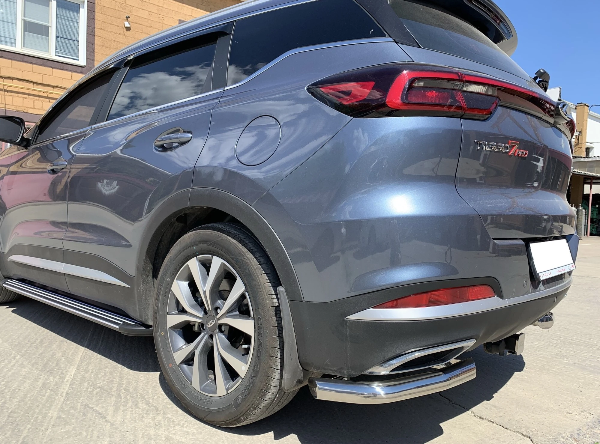 Защита заднего бампера угловая d60 мм для Chery Tiggo 7 Pro I  Юко CTGP.7.21.17