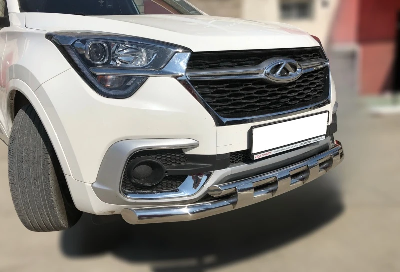 Защита переднего бампера двойная с перемычками d60/42 мм для Chery Tiggo 4 I  Юко CHTG.19.75