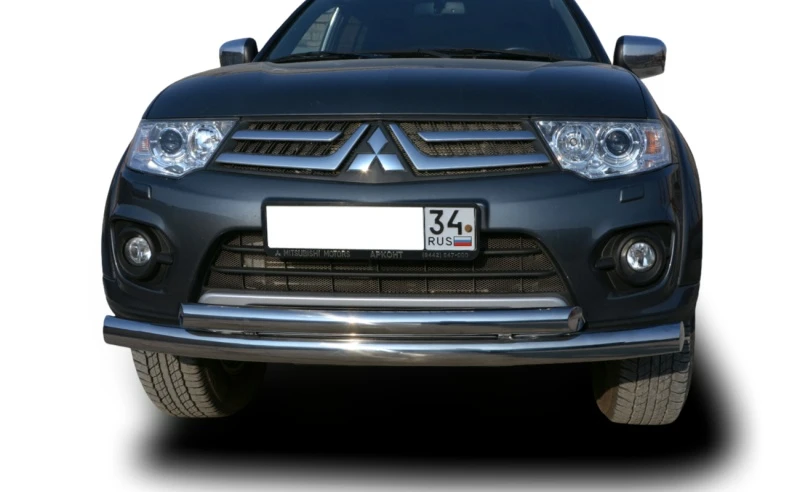 Защита переднего бампера двойная d76/60 мм для Mitsubishi Pajero Sport II  Юко MSPS.08.03