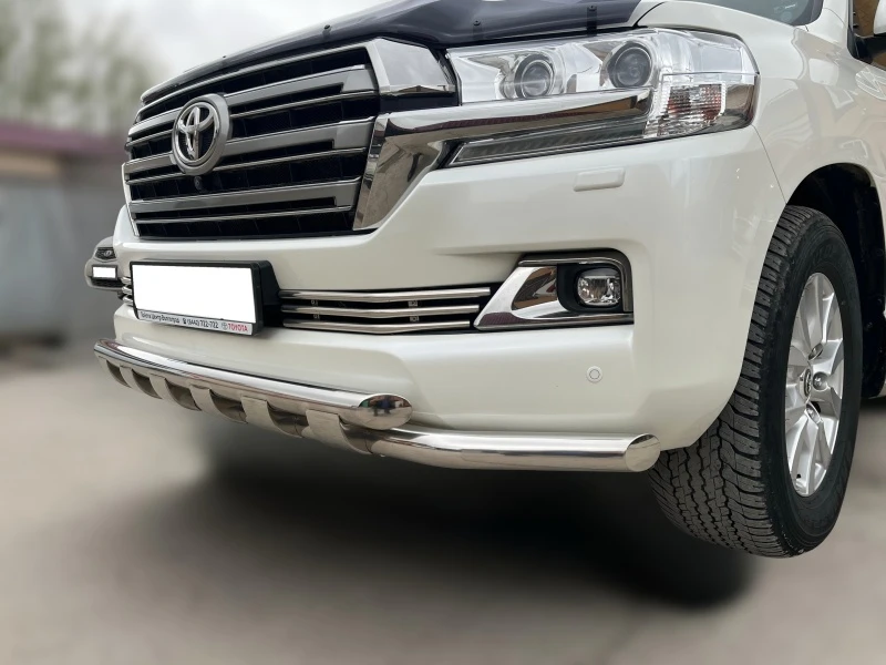 Защита переднего бампера с перемычками d60/60 мм для Toyota Land Cruiser 200 Series Рестайлинг 2  Юко TLC200.15.75