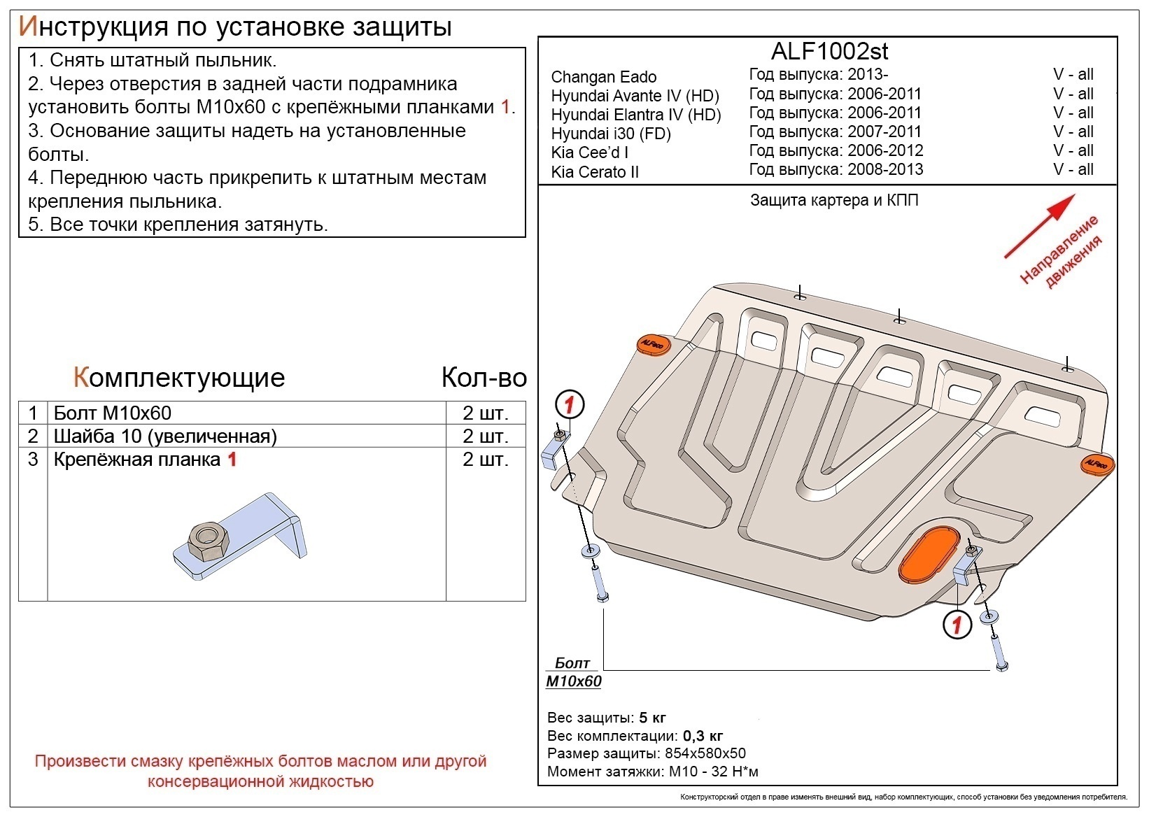Защита картера и КПП для Changan Eado