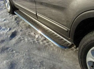 Пороги с площадкой 42,4 мм для Kia Sorento II Рестайлинг  ТСС KIASOR12-03