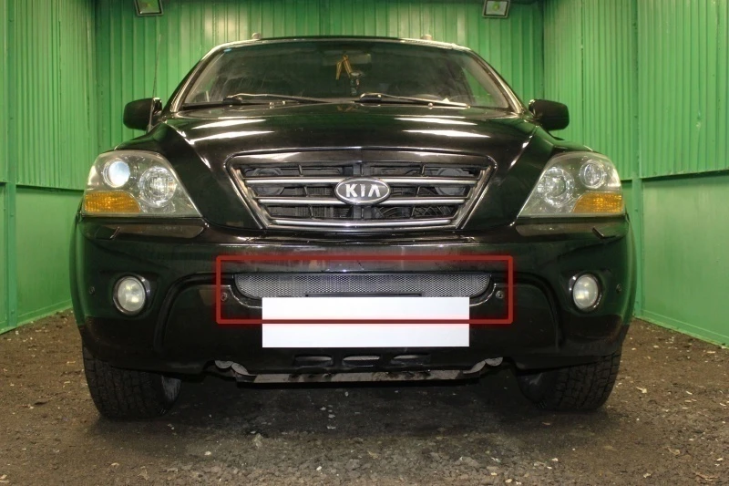 Защитная сетка радиатора низ для Kia Sorento I Рестайлинг Хром Стрелка 11 KIASOR06.chrome