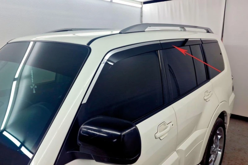 Дефлекторы окон 2D с хром накладками 6 шт. для Mitsubishi Pajero IV Рестайлинг 1 Хром Стрелка 11 2D239-6C.S11