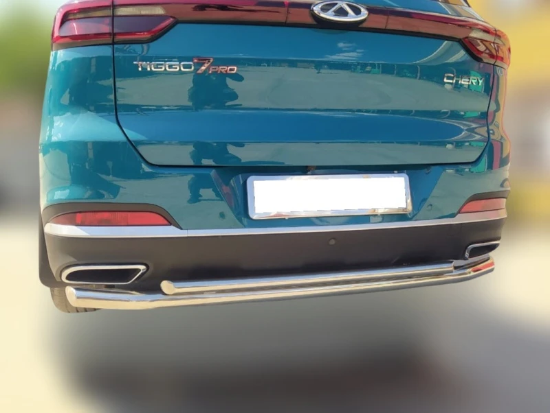 Защита заднего бампера двойная d60/42 мм для Chery Tiggo 7 Pro Max  Юко CTGPM.7.22.16