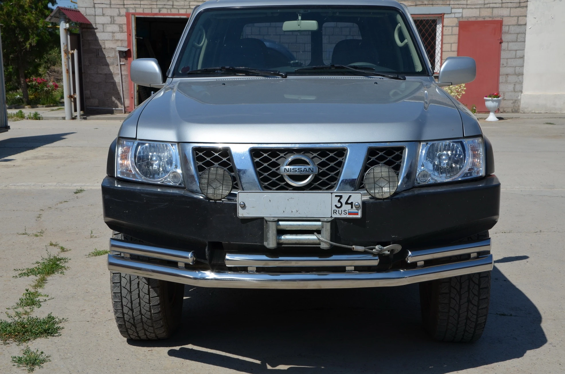 Защита переднего бампера двойная d76/60 мм для Nissan Patrol V (Y61)  Юко NPL.97.04