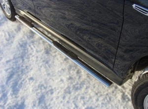 Пороги овальные с накладкой 75х42 мм для Mitsubishi ASX I Рестайлинг  ТСС MITSASX13-06