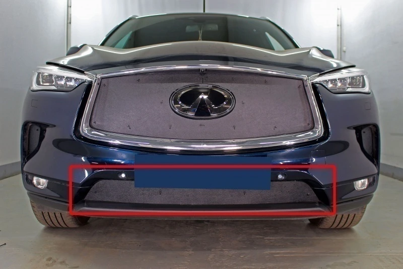 Зимняя заглушка радиатора на стяжке низ для Infiniti QX50 II Черный Стрелка 11 ZZ.INFQX50.bot