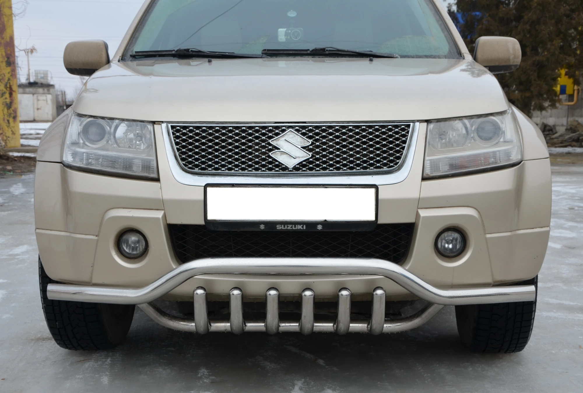 Защита переднего бампера волна+зубья d53/42 мм для Suzuki Grand Vitara III Рестайлинг  Юко SGV.05.74.3дв