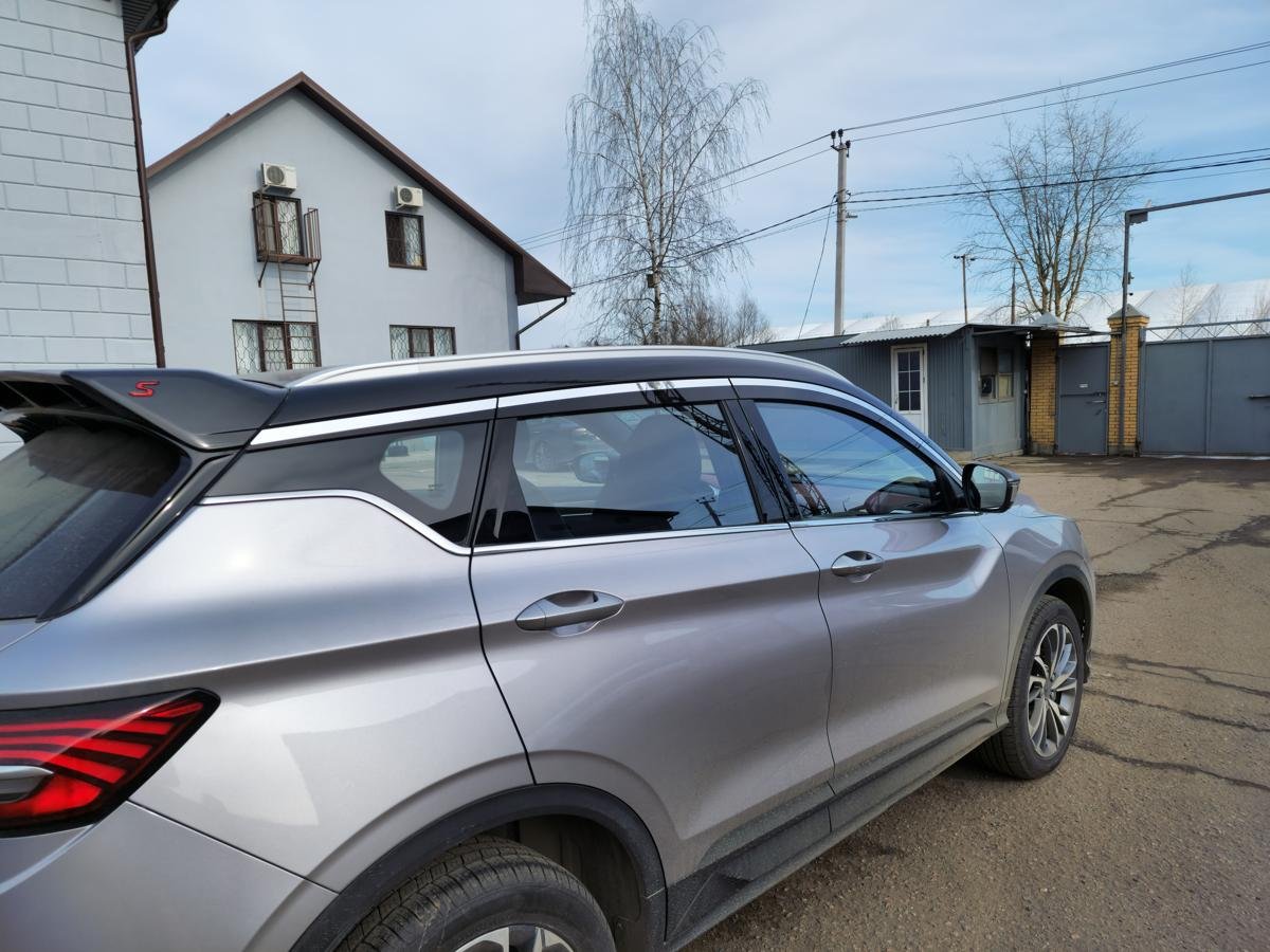 Дефлекторы окон с хром накладками 2D 6 шт для Geely Coolray I