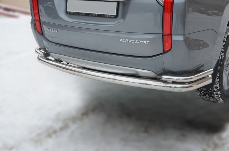 Защита заднего бампера угловая двойная большая d76/42 мм для Mitsubishi Pajero Sport III  Юко MSPS.17.21