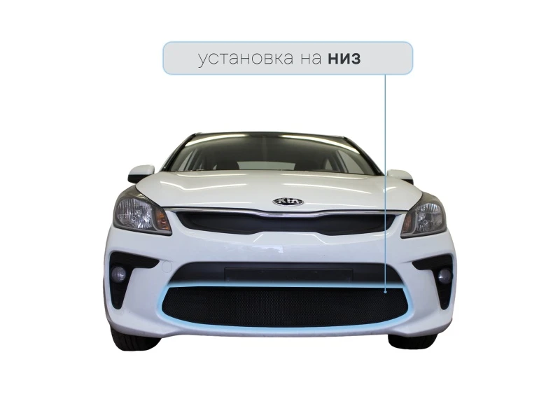 Защитная сетка радиатора низ для Kia Rio IV Черный Стрелка 11 KRIO17.bot.black