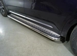 Пороги с площадкой 60,3 мм для Kia Carnival IV  ТСС KIACAR21-27