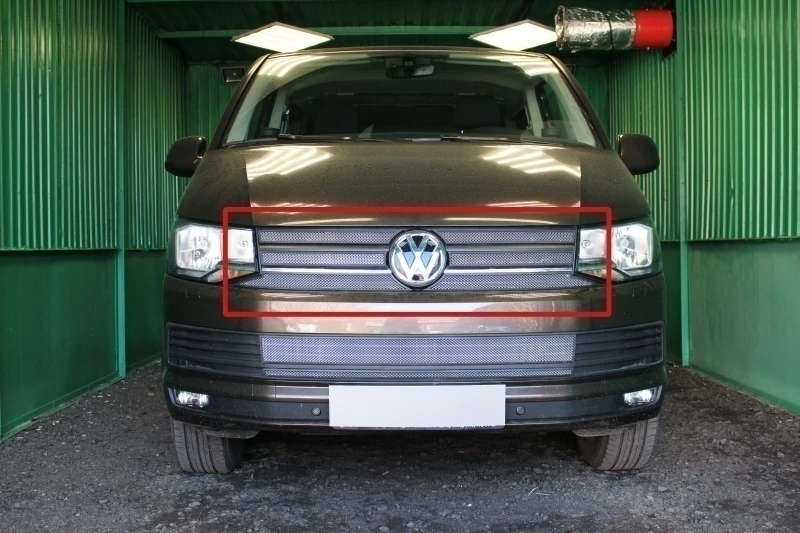 Защитная сетка радиатора верх 6 частей для Volkswagen Multivan T6 Хром Стрелка 11 WVT6.top.chrome