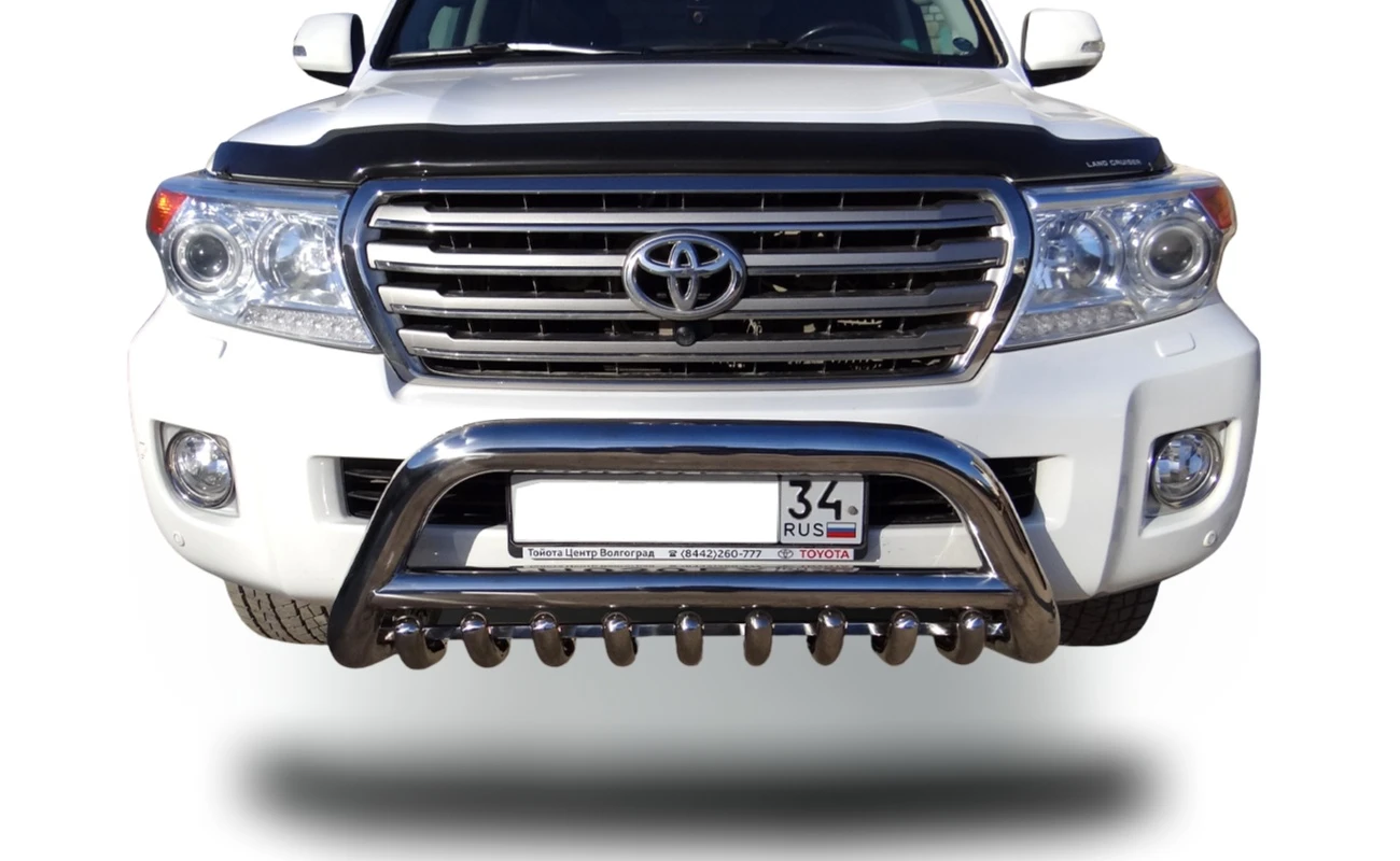 Защита переднего бампера скоба низкая+зубья d76/60/42 мм для Toyota Land Cruiser 200 Series  Юко TLC200.07.76