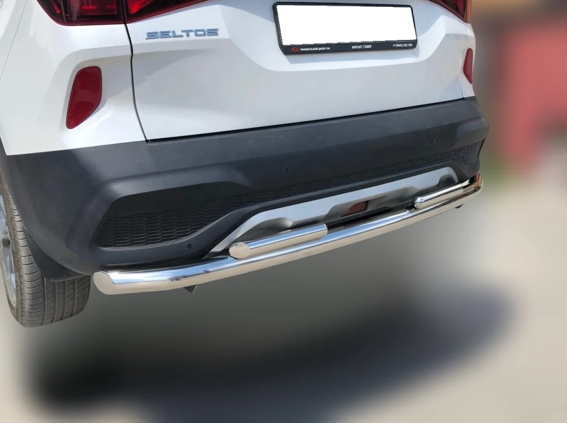 Защита заднего бампера двойная d60/42 мм для Kia Seltos I  Юко KSL.20.16