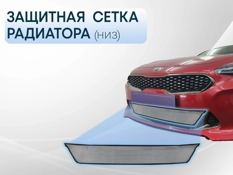 Защитная сетка радиатора низ для Kia Stinger I Хром Стрелка 11 KSTIN18.bot.chrome
