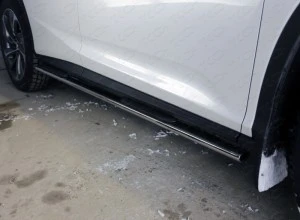 Пороги овальные с накладкой 75х42 мм для Lexus RX IV Рестайлинг  ТСС LEXRX200t15-04