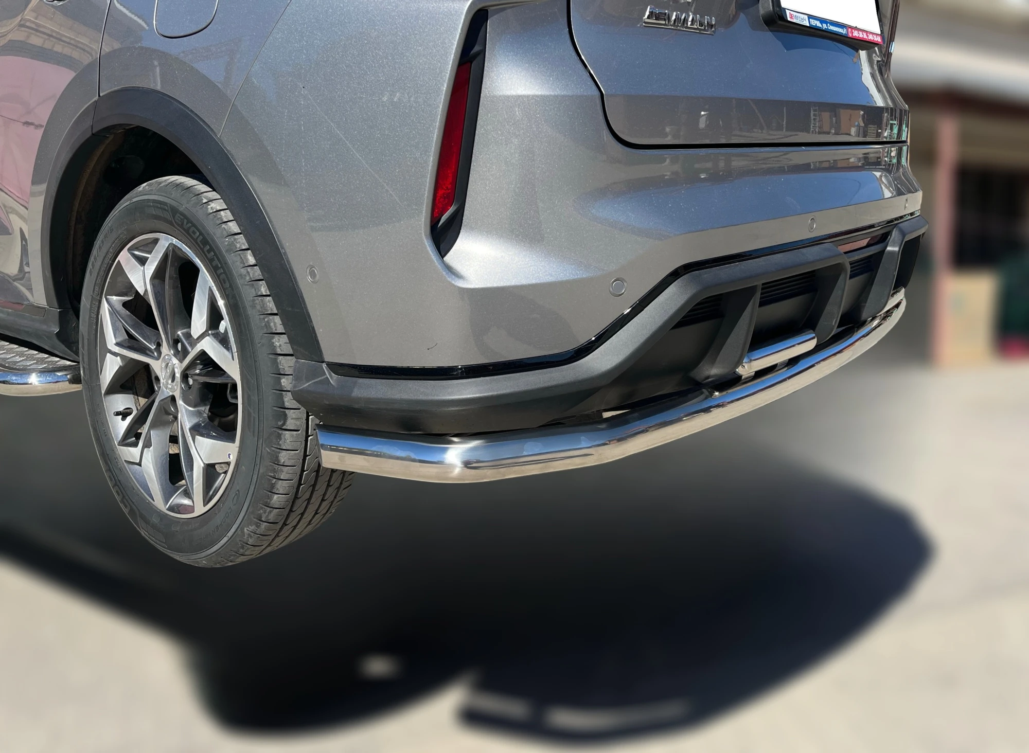 Защита заднего бампера угловая большая двойная d60/42 мм для Haval F7 I Рестайлинг  Юко GWF7.22.22-2