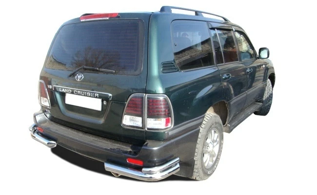 Защита заднего бампера угловая двойная d76/42 мм для Toyota Land Cruiser 100 Series  Юко TLC100.98.20